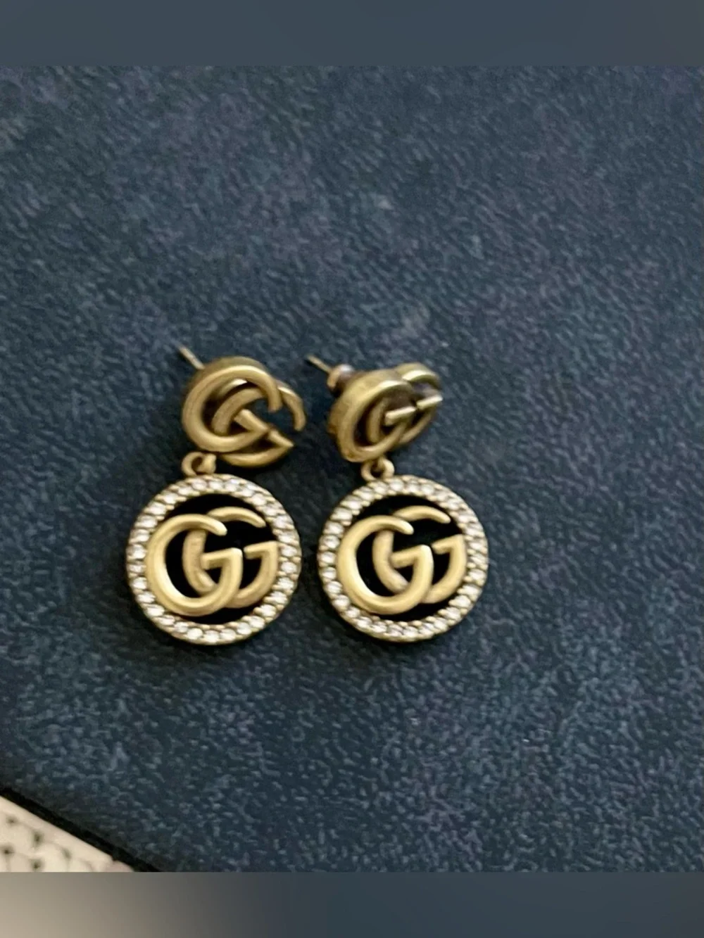 Small GG Earrings w/Bling - Picture 1 of 3